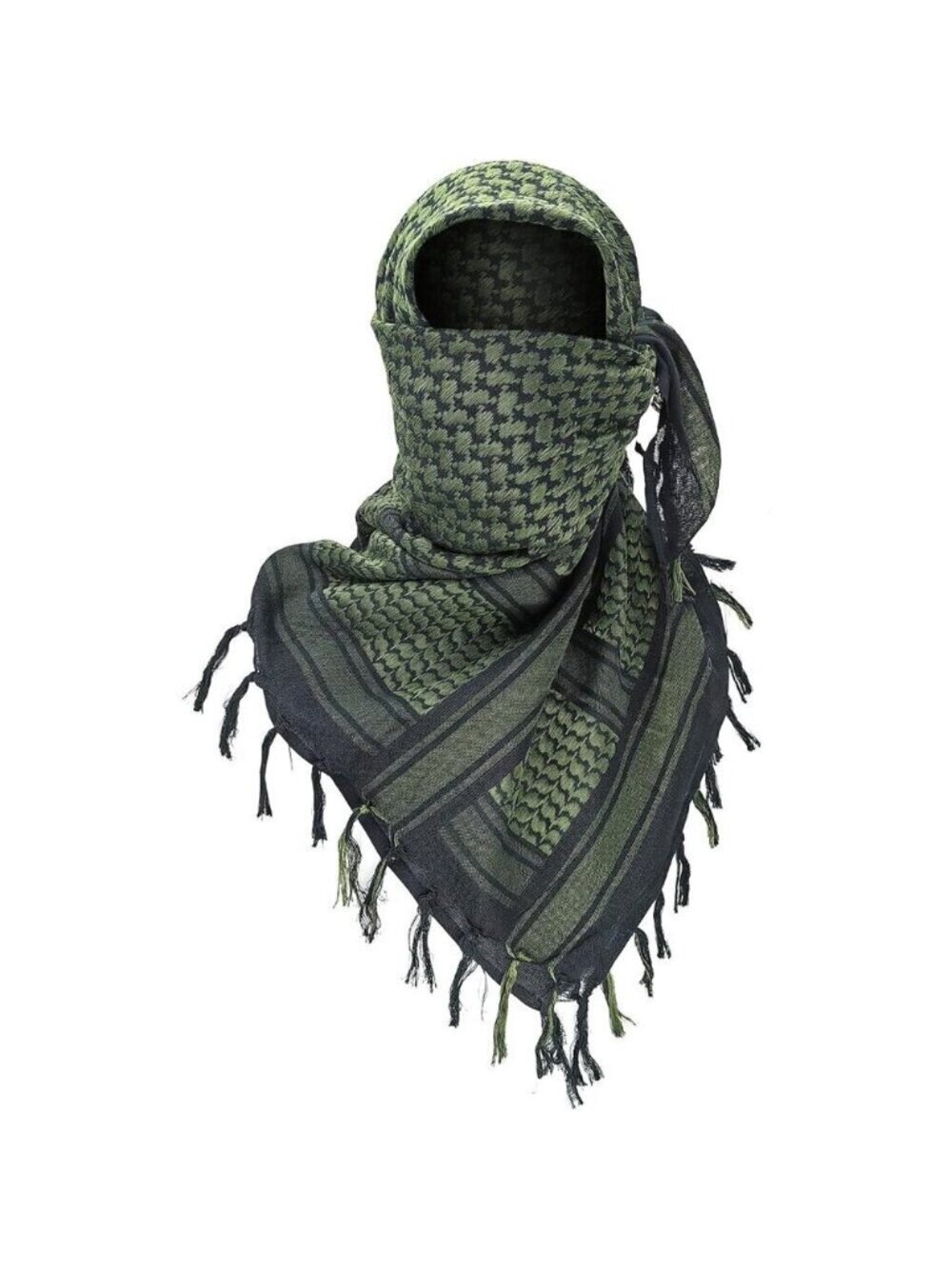 Men's Black/Green Military Shemagh Tactical Desert Cotton Keffiyeh Scarf Wrap